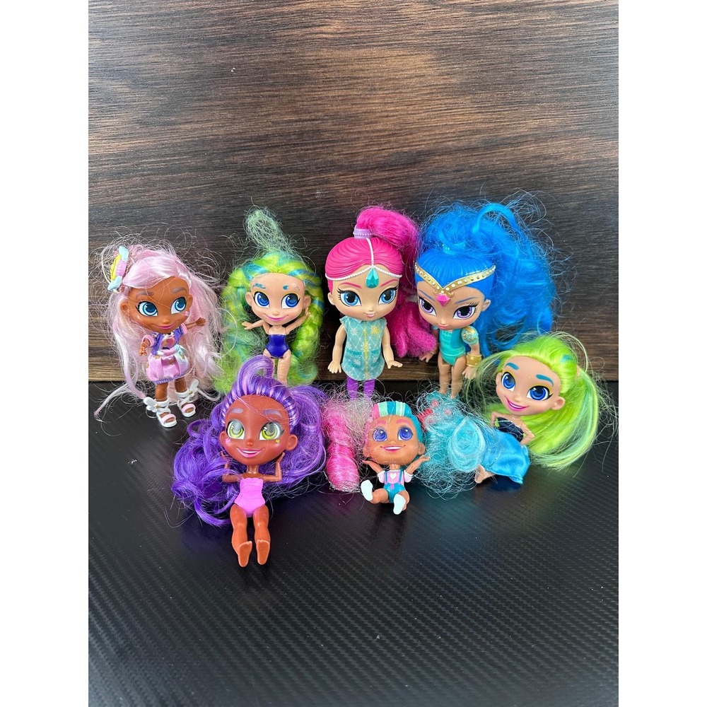 Shimmer and Shine and Hairdorables Mini Doll Lot Mixed Bundle 7pc Colorful Hair